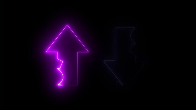 Glowing Neon Up & Down Arrow Loop Animation &ndash; Abstract Direction Concept