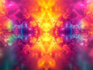 An Abstract Kaleidoscope of Glowing Holi Colors in Motion