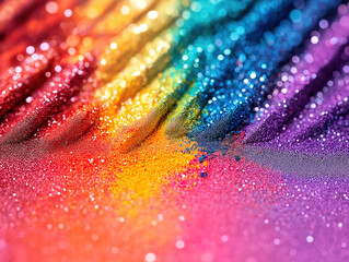 A Beautifully Blended Holi Powder Close-Up with a Soft Rainbow Glow