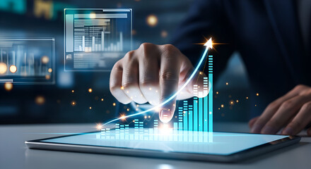 Futuristic AI Technology Concept: Holographic Gear Over Laptop for Digital Innovation