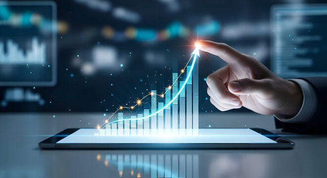 Futuristic AI Technology Concept: Holographic Gear Over Laptop for Digital Innovation