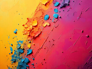 Holi Colors in Slow Motion Flowing Over a Rustic Textured Surface
