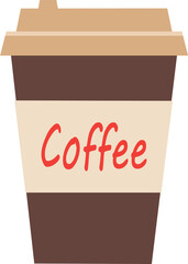 Illustration of a takeaway coffee cup with a lid and coffee text, isolated Vector