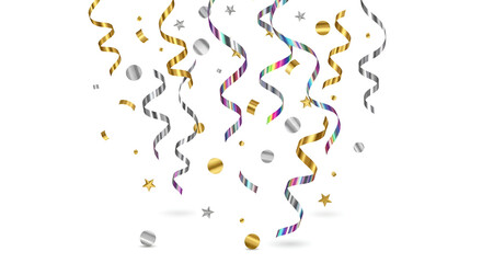 Colorful Confetti Streamers and Balloons Celebrating Festive Party Atmosphere