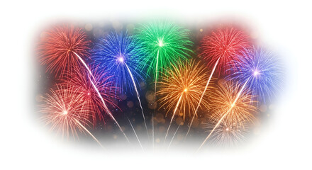 Colorful Fireworks Explosion Display in Night Sky Celebratory Spectacle