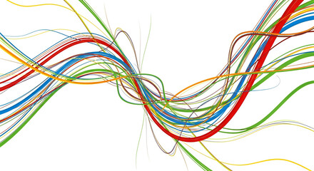 Colorful Abstract Lines on White Background Vibrant Artistic Design