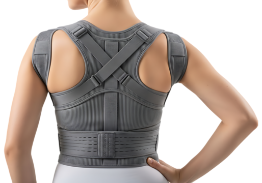 Back posture corrector brace for improved spinal alignment isolated on transparent background