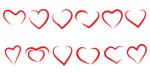 
Hand drawn hearts collection. Heart doodles set.