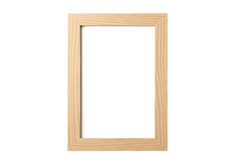 Simple wooden rectangular picture frame isolated on transparent background