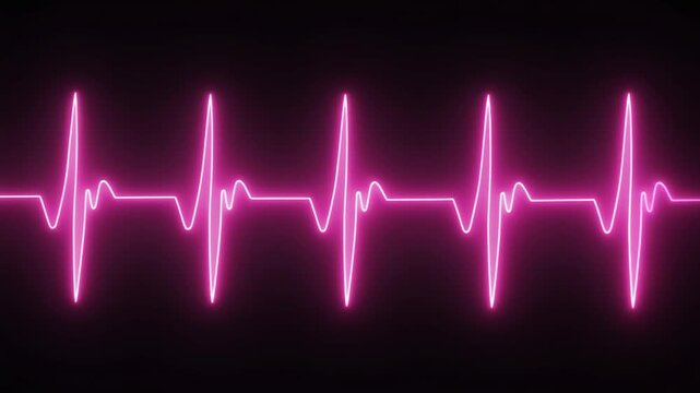 A Pink Heartbeat Waveform on Black Background Medical and Healthcare Visualization