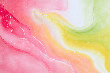 Obraz premium Fluid Pink and Green Watercolor Blends