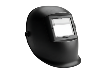 Black welding helmet isolated on transparent background