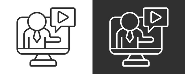Video Tutorial Icon Set Vector Collection Isolated In Black And White