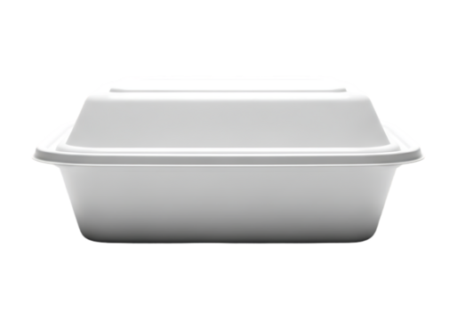White takeout food container isolated on transparent background