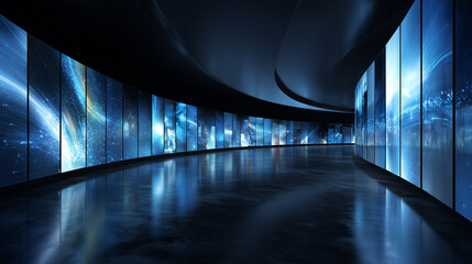 Cyber digital path with blue illumination future concept