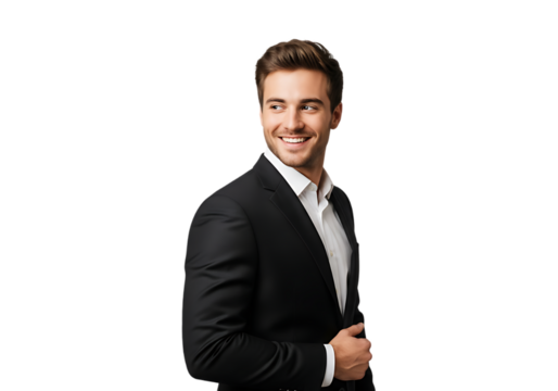 Smiling man in suit isolated on transparent background