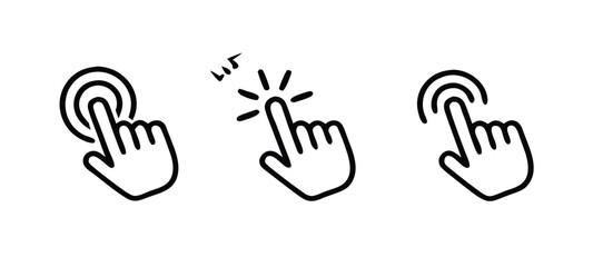 Click hand cursor icon set
