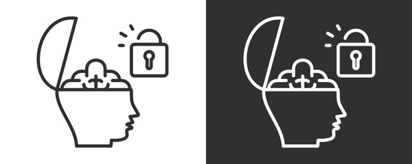 Open Minded Icon Set Vector Collection Isolated In Black And White