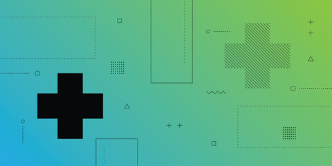 Dynamic Abstract Background with Memphis Retro Hipster Element and Green Tosca Gradient Color