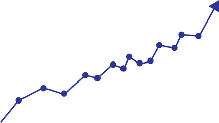 Blue line graph showing upward trend, business growth and success.
