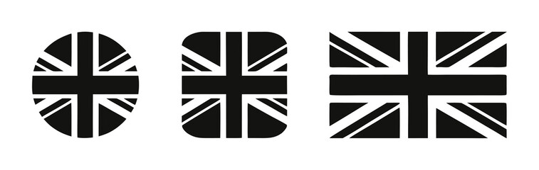 United Kingdom black and white flag icon set  © RABBI