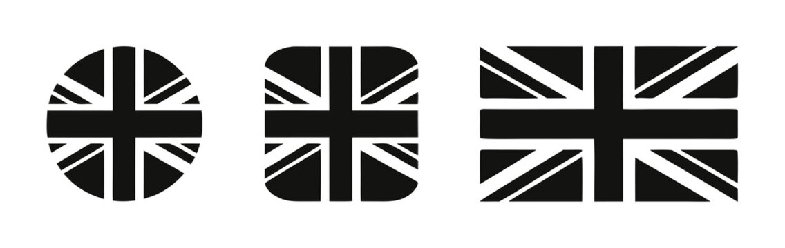United Kingdom black and white flag icon set
