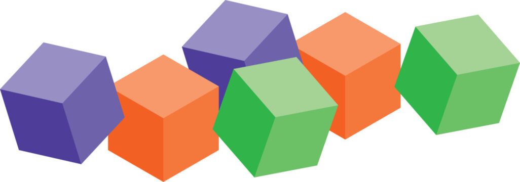 Abstract geometric shapes in purple orange and green vector