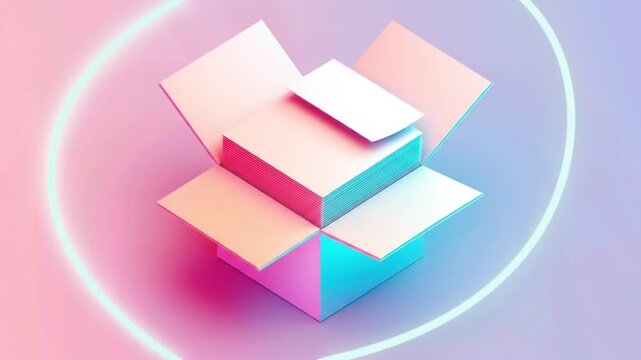 3d Isometric Pastel Gradient icon open cardboard Videos