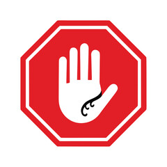 Red stop sign with hand icon
