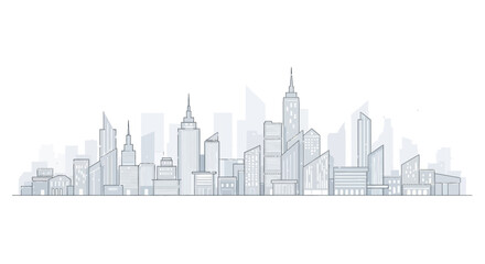 Fototapeta premium Modern city skyline illustration with clean lines for urban planning and architecture projects, perfect for website headers and minimalist design concepts