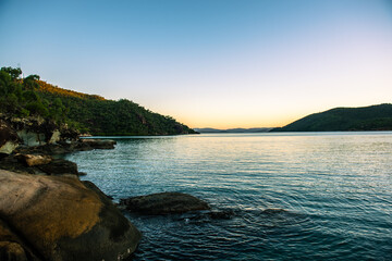 Sunset over Ocean Nara Inlet Whitsundays Landscape Queensland Australia