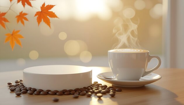 Rustic Autumn Vibes with Hot Coffee and Product Stand