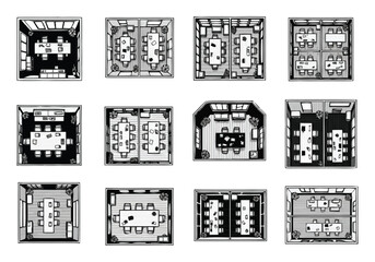 Modern Office Meeting Room Layouts Collection Business Interior Design Ideas furniture icons interior design architecture
