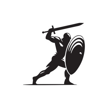 vector illustration of a warrior with sword and shield