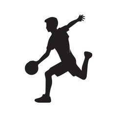 vector silhouette of a boy playing