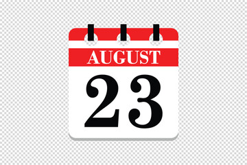 23 August Calendar icon vector, 23 dates of August month calendar icon, dates of August 23 icon calendar, vector calendar icon.