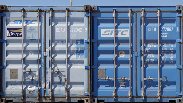 Intermodal shipping containers symbolizing global freight transport and supply chain operations in Thai capital Bangkok