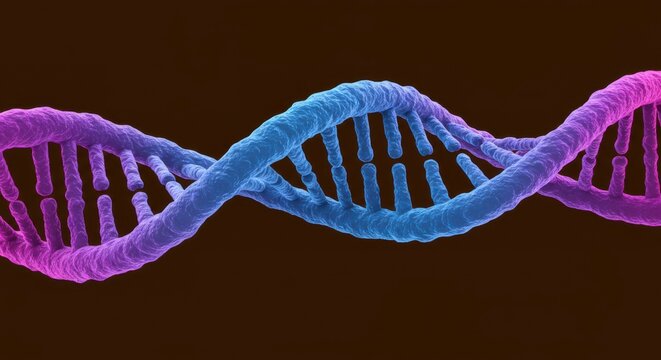 3D rendering of a DNA molecule representing genetics, heredity and scientific research showcasing - Powered by Adobe