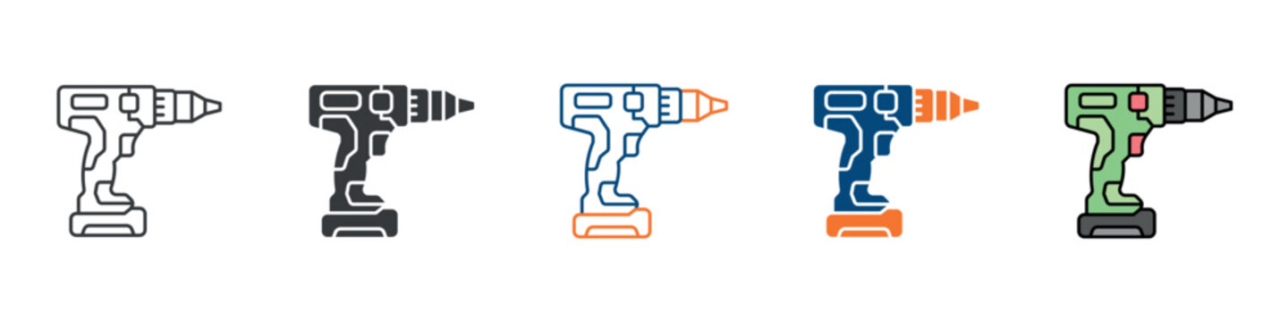 Drill Icon Set Multiple Style Collection 