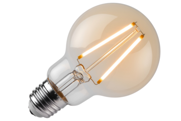 Vintage style led filament light bulb isolated on transparent background