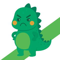 angry face cartoon dinosaurs collection. Vector illustration
