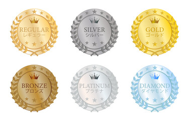 金属光沢を強調した会員ランク用円形メタルバッジコレクション