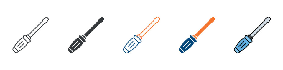 Screwdriver Icon Set Multiple Style Collection 