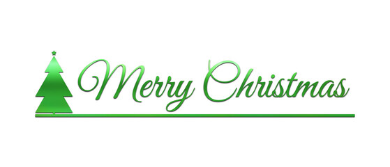 Shiny Green 'Merry Christmas' Tree Text Divider: Transparent Background Luxury Christmas Greeting Card & Social Media Border Design Element