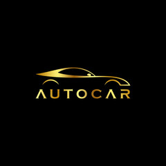 Autocar Logo in Gold and Black, Car Company Emblem, Automotive Brand Identity Vector