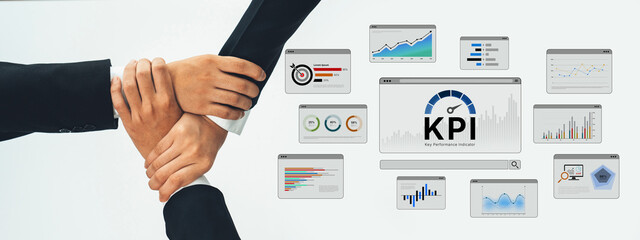 A business intelligence dashboard displaying various Key Performance Indicators (KPI). The data visualization tracks business metrics and measures performance against goals. Fermion