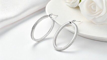 Elegant sterling silver oval hoop earrings with textured surface for a sophisticated look