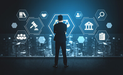 Concept of corporate legal services. Providing advice and ensuring compliance with laws and...