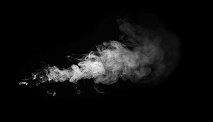 White smoke set on black background. Collection of isolated vapor textures for design, visual effects and digital art. Perfect for fog overlays or industrial pollution concepts