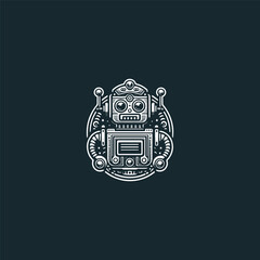 Robotic logo style icon design template vector illustration